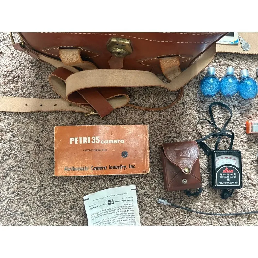 Vintage Kam-Ra Leather Camera Bag and Photo Equipment Bundle